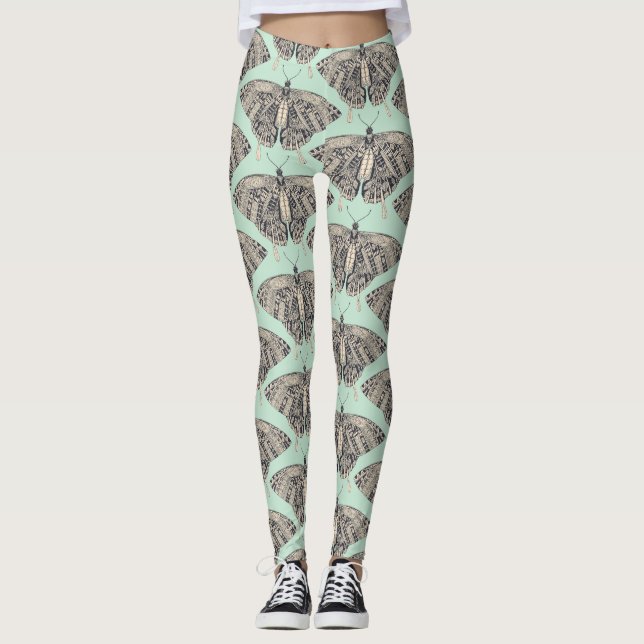 Leggings basalto de menta de la mariposa de cola tragada (Anverso)