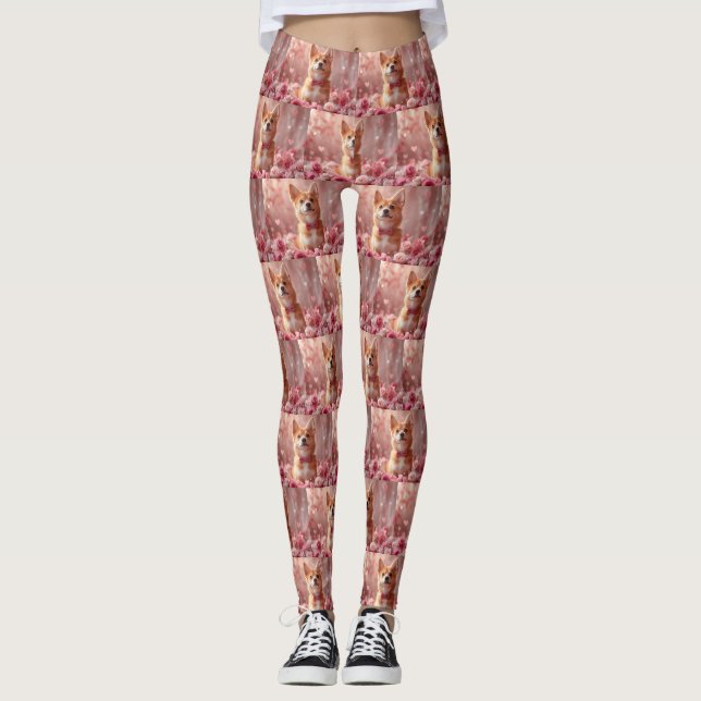 Leggings Basenji con Rosas - El día de San Valentín (Anverso)