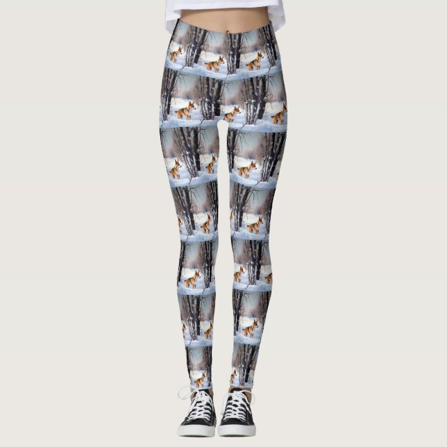 Leggings Basenji Deja que nieve Navidad (Anverso)
