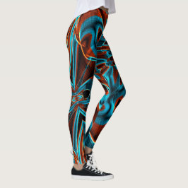 Leggings Bastante azul torcido y rojo quemado con ranuras