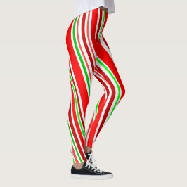 Leggings Bastón de Caramelo Espiral Adelgazante Rayas Rojo 