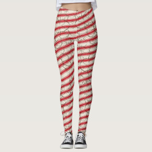 Leggings Bastón de caramelo rayado rojo agrietado