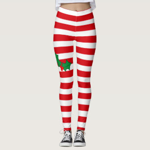 Leggings Bastón de caramelo y polainas festivas del navida