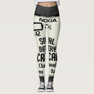 Leggings Batería Social Crítica Divertido Diseño Tech para