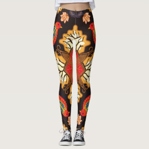 Leggings batik indonesio: motivo de la fauna flora.