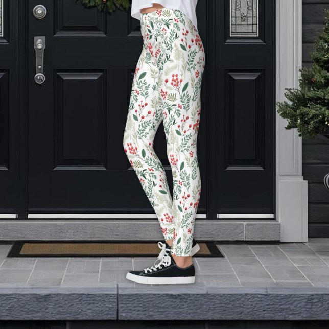 Leggings Bayas rojas de acebo de Navidad (Subido por el creador)