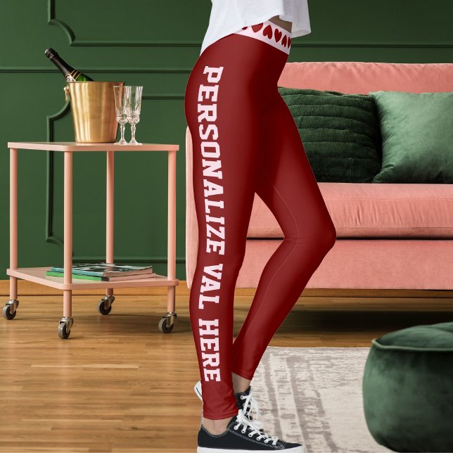 Leggings Be My Valentine Day Love Red Pink Personalize Gift (Subido por el creador)