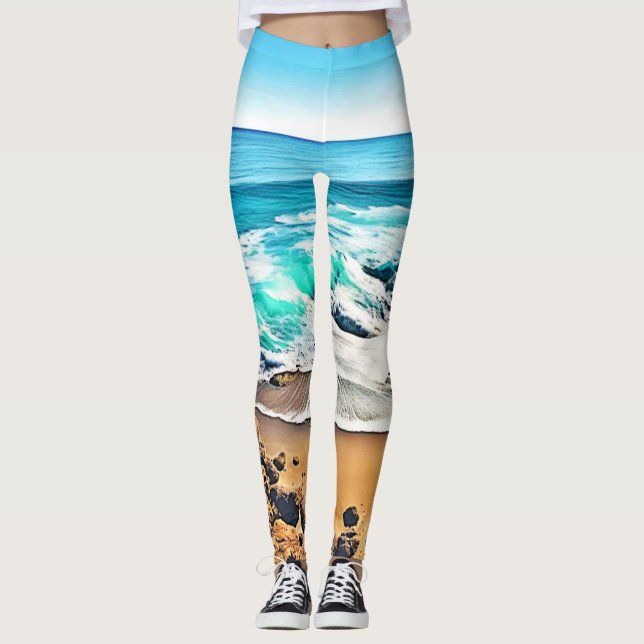 Leggings Beach Bliss: Vista al océano (Anverso)