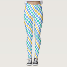 Leggings Beach day diagonal checkerboard pattern