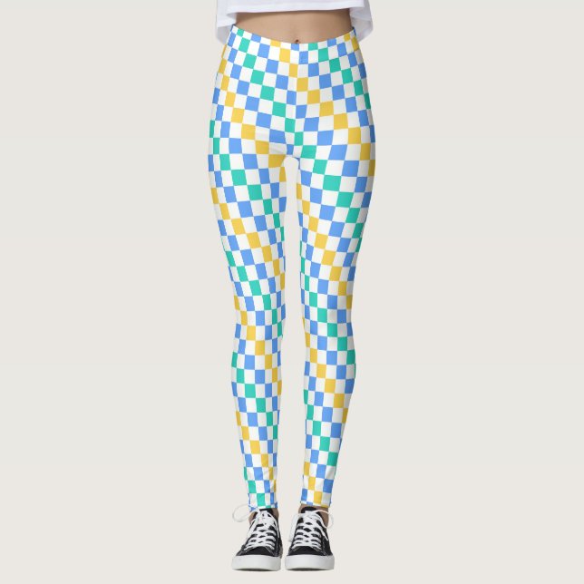 Leggings Beach day diagonal checkerboard pattern (Anverso)