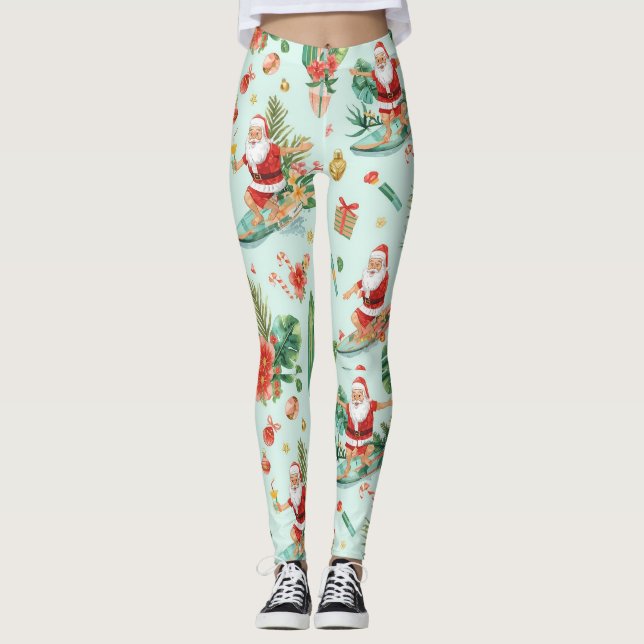 Leggings Beach Surf Christmas Party with Santa Claus  (Anverso)
