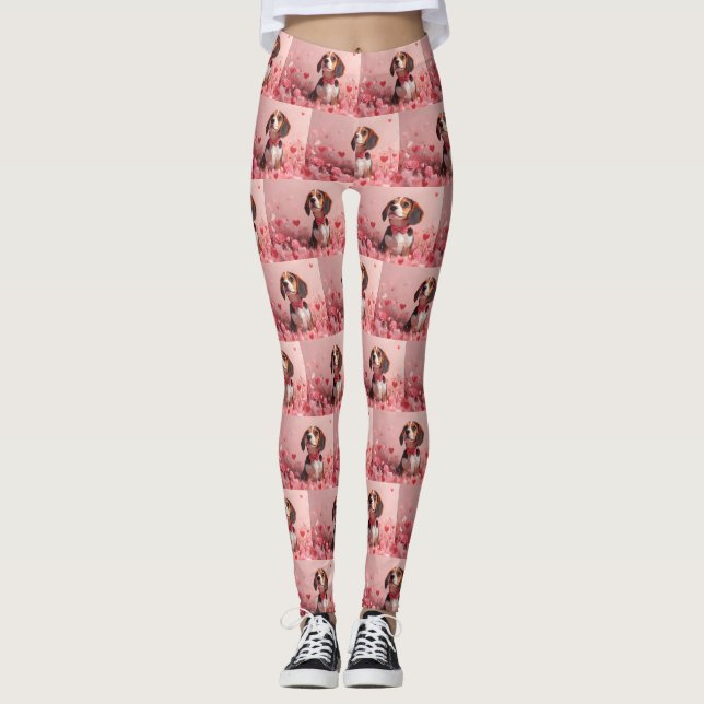 Leggings Beagle con Rosas - El día de San Valentín (Anverso)