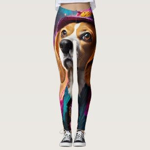 Leggings Beagle en un Gorra rosado