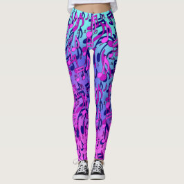 Leggings Beautiful Music Lively Notes Pink Purple Blue Aqua