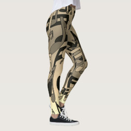 Leggings Beautiful Music Sepia Lively Musical Notes