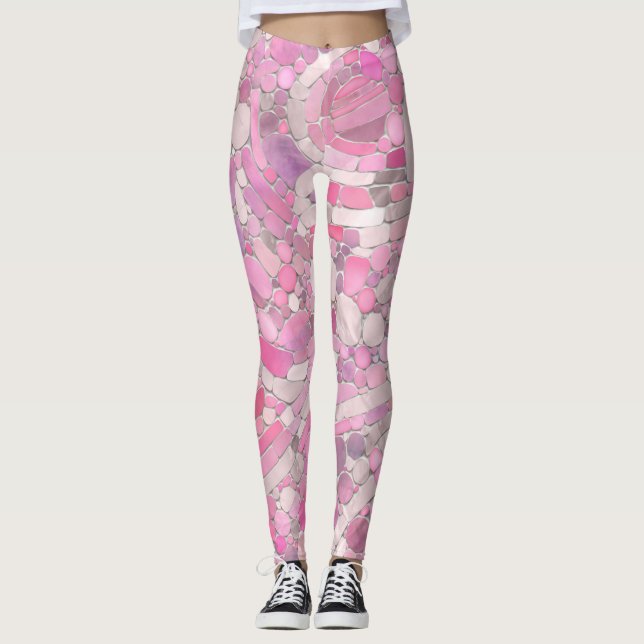 Leggings Bebbles Mosaic Art - Rosa Rubor Rosa (Anverso)