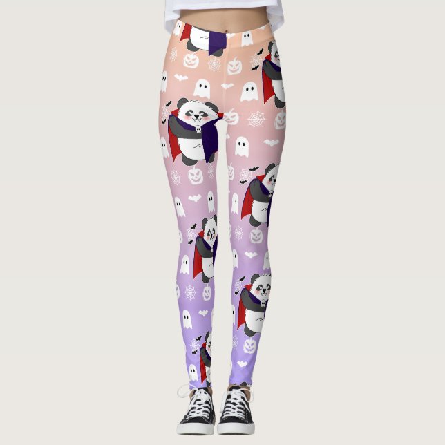 Leggings Bebé lindo de Halloween Vampiro Panda Dracula (Anverso)