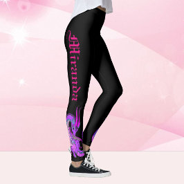 Leggings Bebé rosado: tu nombre en negro con escritura góti