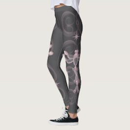 Leggings Bebidas rosas, grises y de vidrio con estrellas