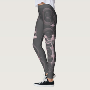 Leggings Bebidas rosas, grises y de vidrio con estrellas