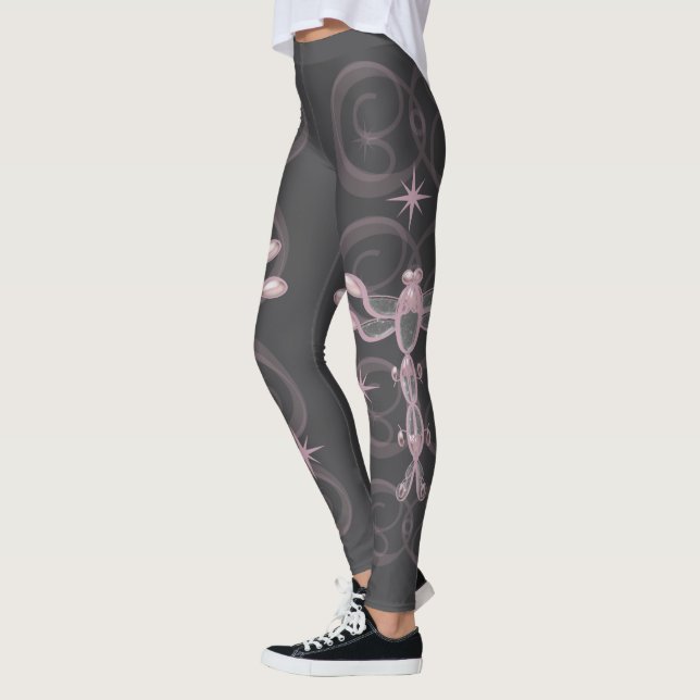 Leggings Bebidas rosas, grises y de vidrio con estrellas (Izquierda)