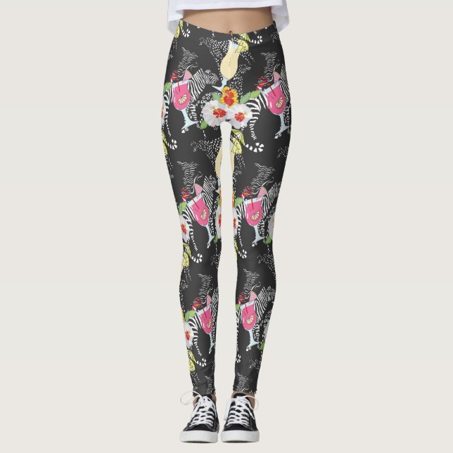 Leggings Bebidas tropicales con animales (Anverso)