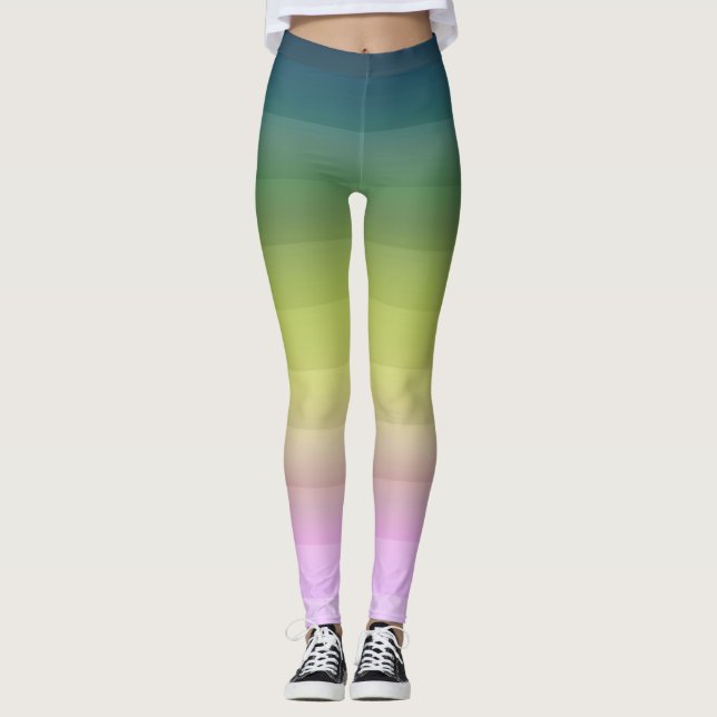 Leggings Bei verde gris oscuro degradado suave borroso (Anverso)