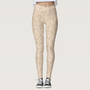 Leggings Beige con piernas de diseño de encaje floral marró