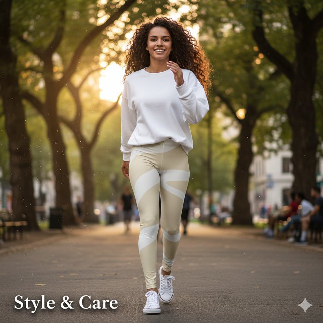 Leggings Beige Cream Simple Organic Pattern (Beige Cream Simple Organic Pattern Leggings)