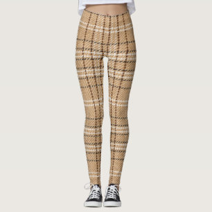 Leggings Beige Tartán: Tejidos de plástico clásicos.