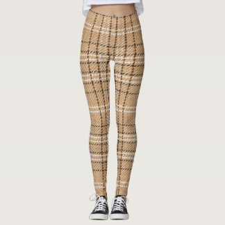 Leggings Beige Tartán: Tejidos de plástico clásicos.