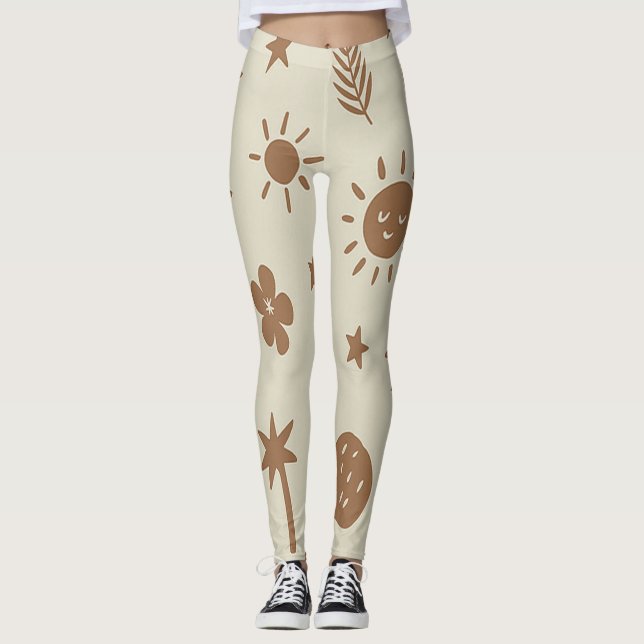 Leggings Beige y Marrón Boho (Anverso)