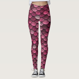 Leggings Bellas Escalas de Sirenas Rojas Brillantes