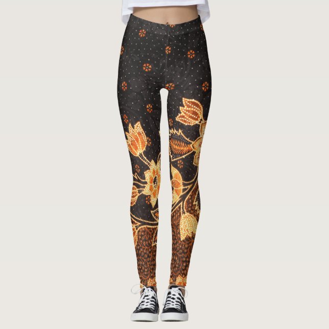 Leggings Belleza de arte batik indonesio malasio (Anverso)