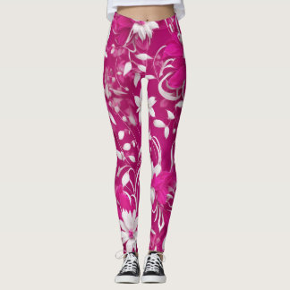 Leggings "Belleza floreciente: Piernas florales rosas de Fu