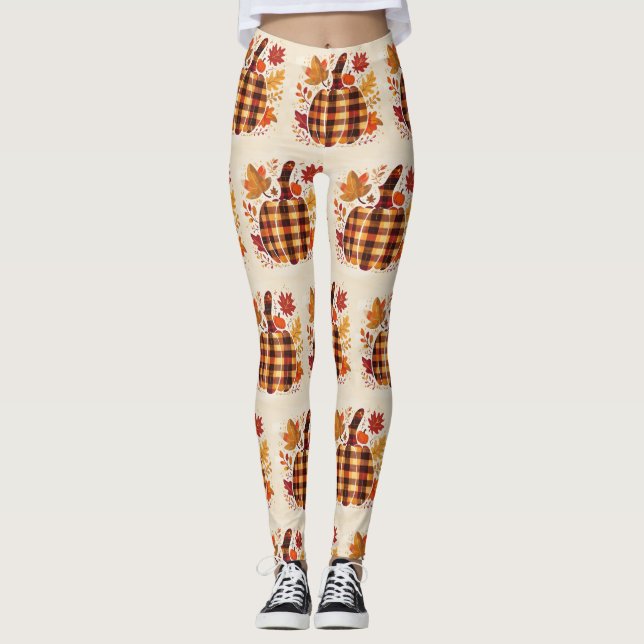 Leggings Bendiciones de Calabaza a Cuadros (Anverso)
