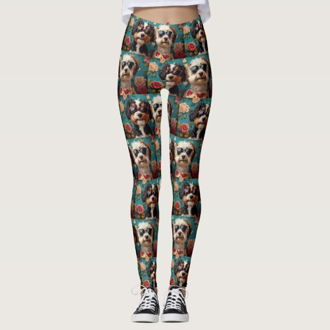 Leggings Bernedoodle Con El día de San Valentín De Rosas De (Anverso)