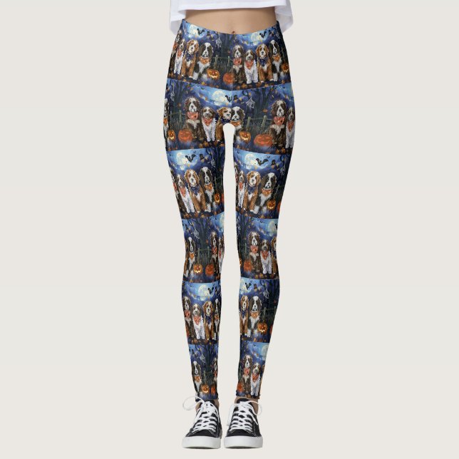 Leggings Bernedoodle Halloween Espeluznante (Anverso)