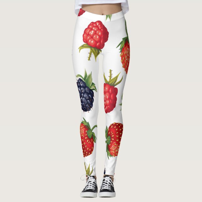 Leggings Berries Realistas Delicioso Patrón Sin Marea (Anverso)