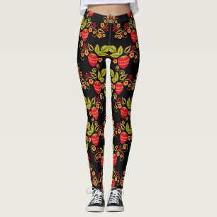 Leggings Berries rusas de Khokhloma: Estilo tradicional