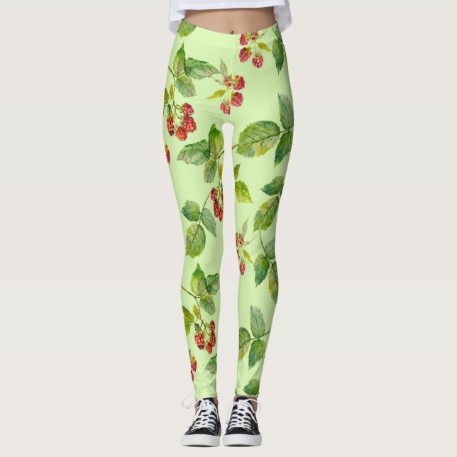 Leggings Berry saludable: fondo de frambuesa sin mar. (Anverso)