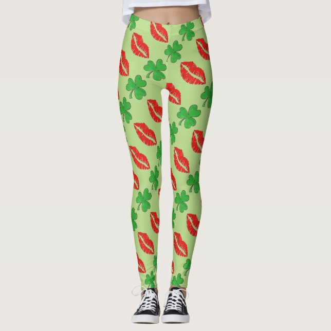 Leggings Bésame Soy los labios irlandeses Shamrock St. (Anverso)