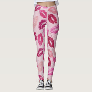 Leggings Beso de Labial Rosa Patrón Perfecto