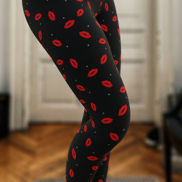 Leggings Beso de lápiz labial de labios rojos