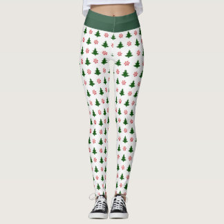 Leggings Besos de caña de caramelo y árboles de Navidad