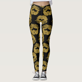 Leggings Besos del purpurina del oro