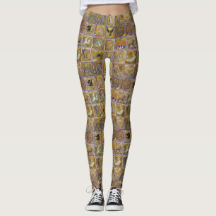 LEGGINGS BESTIARIO MEDIEVAL, ANIMALES FANTÁSTICOS, AZUL RO