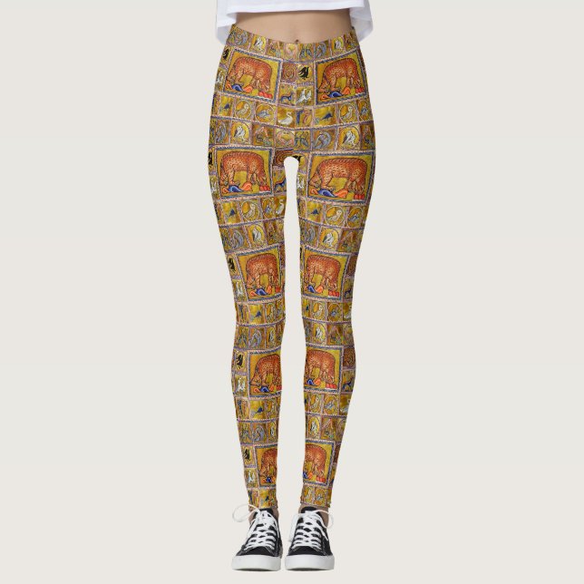 LEGGINGS BESTIARIO MEDIEVAL, OSO, ANIMALES FORESTALES (Anverso)