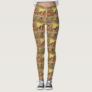 LEGGINGS BESTIARIO MEDIEVO,DEERS,CABRA,PANADOR DE CAMELLO,D