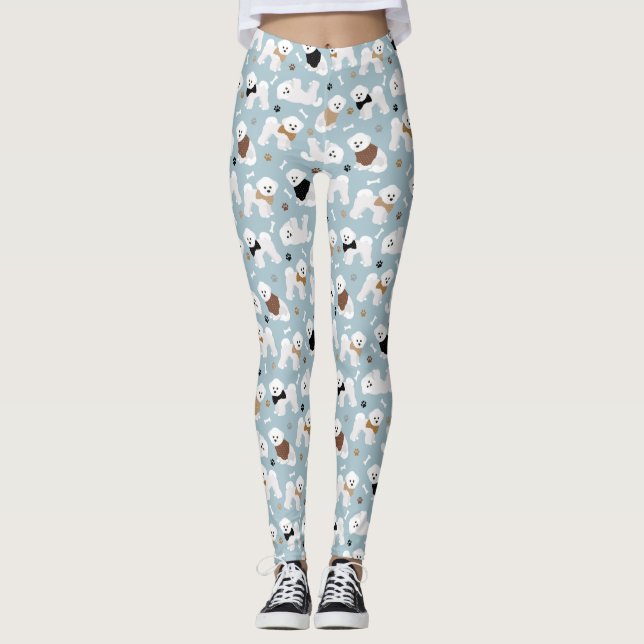 Leggings Bichon Frise Bones y Paws Blue (Anverso)